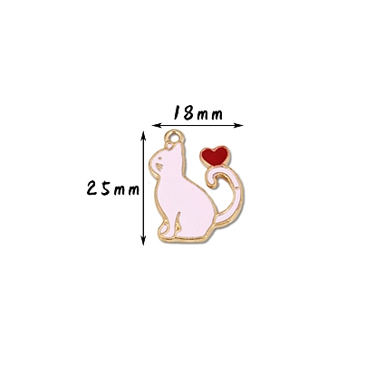 День Святого Валентина тема, Подвески из эмали и сплава, золотые, кошка с сердцем