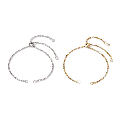 2 pcs 2 couleurs 304 fabrication de curseur de bracelet de chaîne rolo en acier inoxydable