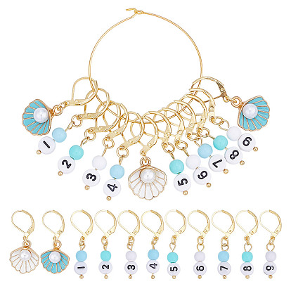 24 маркеры стежков с замком из сплава эмали, с 304 фурнитурой для сережек с застежкой-молнией из нержавеющей стали и акрилом, золотые