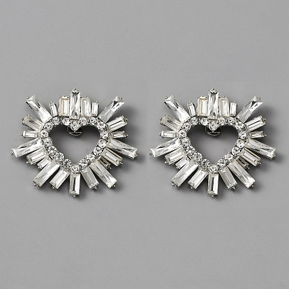 Украшение для обуви из хрусталя и горного хрусталя из сплава, съемные пряжки для обуви, с железной фурнитурой, сердце