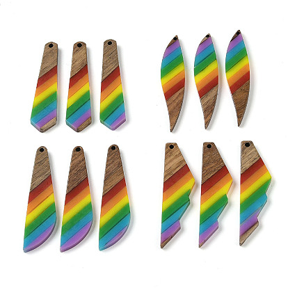 Подвески Pride на тему радуги из смолы и орехового дерева