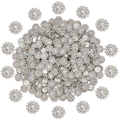 300шт. латунные стразы-кабошоны, плоско-круглые, серебряные