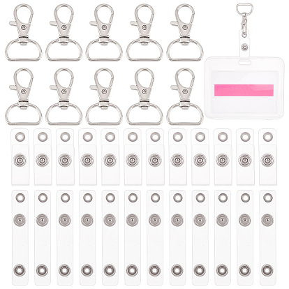 50шт. железные D-образные кольца с поворотными застежками, с выдвижным ремешком для бейджа из ПВХ (1 шт.)