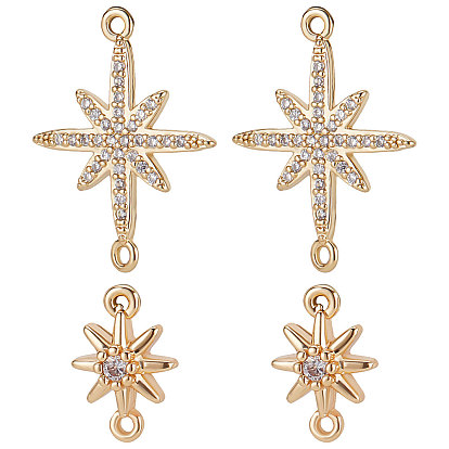 12 шт. 2 стили латунные прозрачные подвески с разъемом из кубического циркония, без никеля , звезда