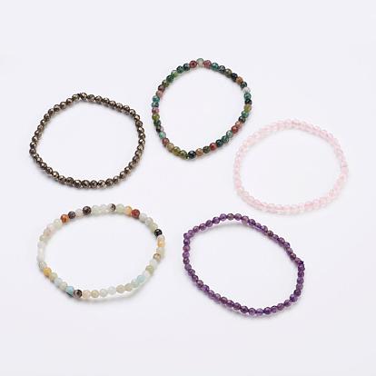 Pierre naturelle bracelets perles extensibles, Avec des sachets de serrure sacs à cordes