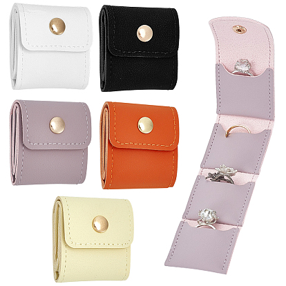 5Pcs 5 Colors Portable Travel PU Leather Jewelry Rolls, for Rings Necklaces Earrings Bracelets