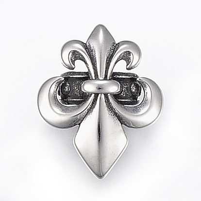 304 charmes de glissière en acier inoxydable / perles coulissantes, pour la fabrication de bracelets en cuir, fleur de lis