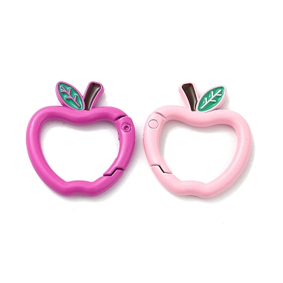 Spray Painted Alloy Spring Gate Ring, Apple