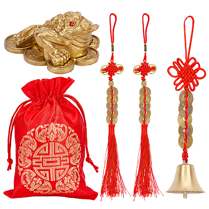 Bell & Copper Cash Sets, Including Polyester Tassel Pendant Decorations, Alloy Bell & Copper Cash
