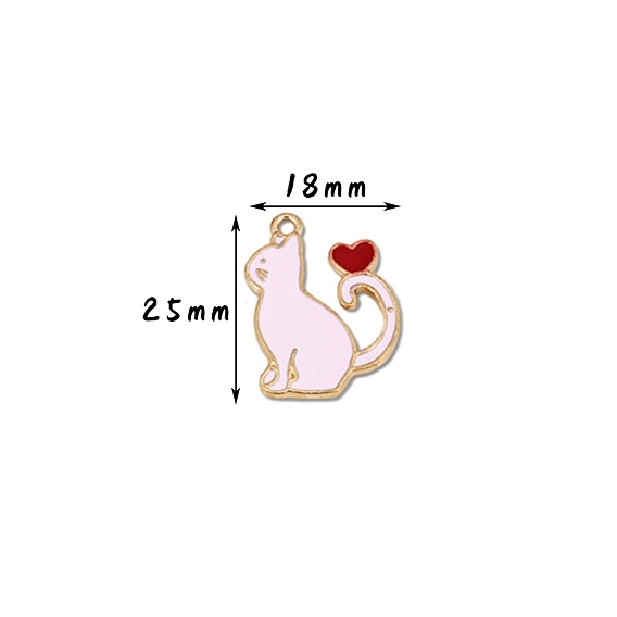 День Святого Валентина тема, Подвески из эмали и сплава, золотые, кошка с сердцем
