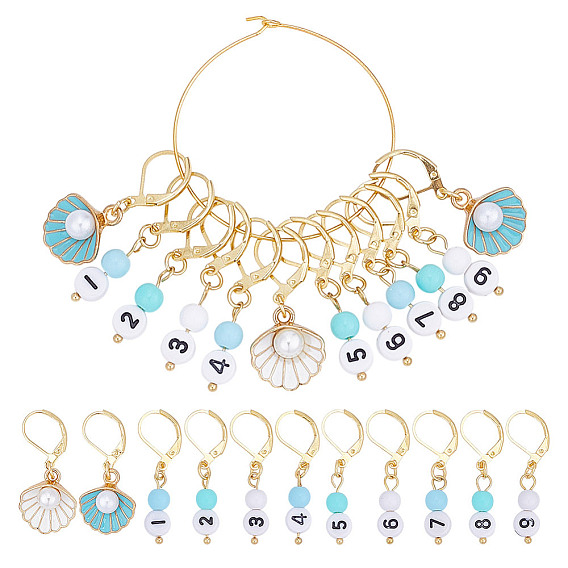 24 маркеры стежков с замком из сплава эмали, с 304 фурнитурой для сережек с застежкой-молнией из нержавеющей стали и акрилом, золотые