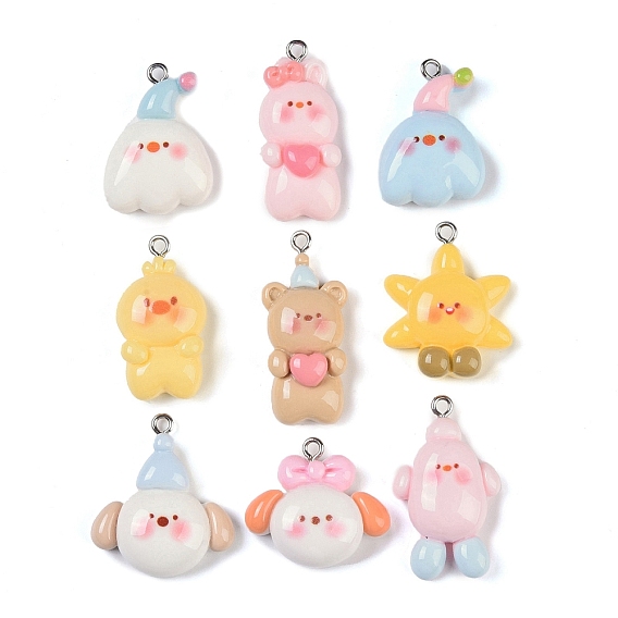 Подвески из смолы, с платиново-железными петлями