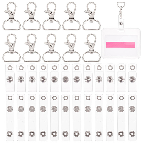 50шт. железные D-образные кольца с поворотными застежками, с выдвижным ремешком для бейджа из ПВХ (1 шт.)