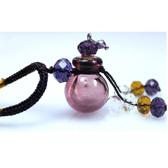 Lampwork Perfume Bottle Pendant Necklace with Polyester Chains and Plastic Dropper