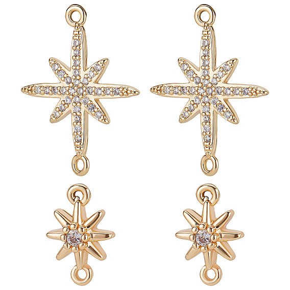 12 шт. 2 стили латунные прозрачные подвески с разъемом из кубического циркония, без никеля , звезда