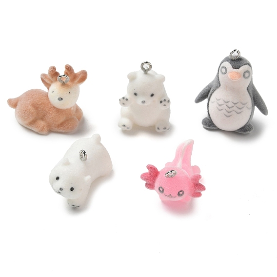 Подвески из непрозрачной смолы, с платиновыми тоновыми железными петлями