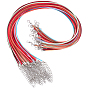 50Pcs 2.5MM Flat Faux Suede Cord Necklace Making with Alloy Lobster Claw Clasps and Iron End Chains, Platinum