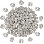 300шт. латунные стразы-кабошоны, плоско-круглые, серебряные
