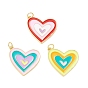 Стойки обшивки латунные подвески, с эмалью и прыжковым кольцом, без кадмия и без свинца, реальный 18 k позолоченный, сердце
