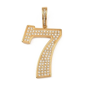 304 подвески из нержавеющей стали со стразами, число 7 прелести, ионное покрытие (ip)