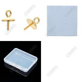 20Pcs 925 Sterling Silver Cup Pearl Peg Bails Pin Pendants, For Half Drilled Beads