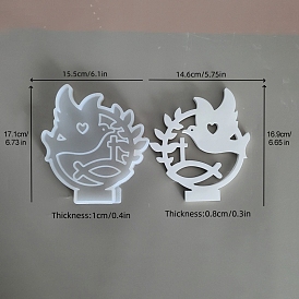 Food Grade Bird Decoration Candlestick Silicone Molds, for Plaster, Cement Craft Making