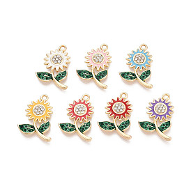 Подвески из сплава со стразами и эмалью, , золотые, без кадмия, без никеля и без свинца