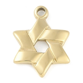 Ion Plating(IP) 304 Stainless Steel Pendants, Manual Polishing, Star of David Charm