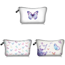 Butterfly Pattern Polyester Cosmetic Bag, Ladies' Large Capacity Travel Storage Bag