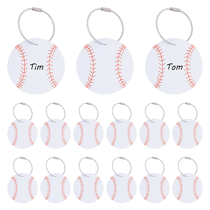15шт. спортивные мячи ПВХ бирки для багажа, с 15шт. брелоками из нержавеющей стали