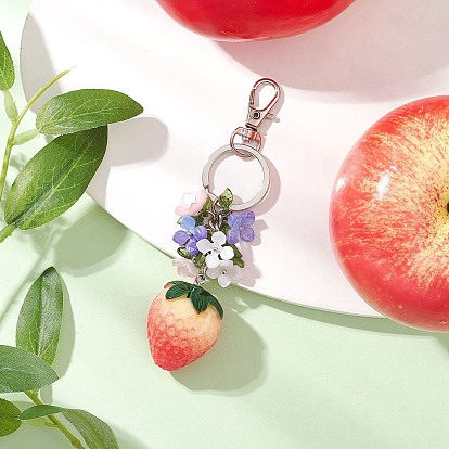 Брелки из смолы, клубника, с ацетатом целлюлозы (смолой) и акрилом