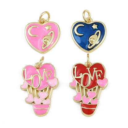 Латунь эмаль подвески, сердце прелести, стойки покрытие, без кадмия и без свинца, долговечный, реальный 18 k позолоченный