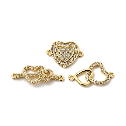 Подвески в форме сердца из латуни с микро-паве и прозрачным кубическим цирконием, без свинца и без кадмия, долговечный, стойки покрытие