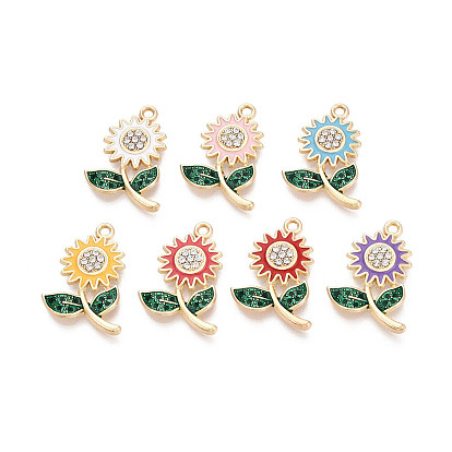 Подвески из сплава со стразами и эмалью, , золотые, без кадмия, без никеля и без свинца