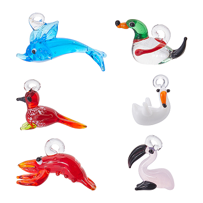 6 Stk. 6 Stile handgefertigte Lampwork-Anhänger
