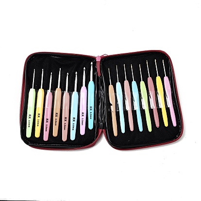 8шт. железные крючки для вязания, с пластиковой ручкой, с 8шт. алюминиевых крючков