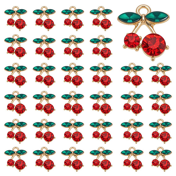 32шт. подвески из сплава со стразами, без кадмия и без свинца, вишня, реальный 16 k позолоченный