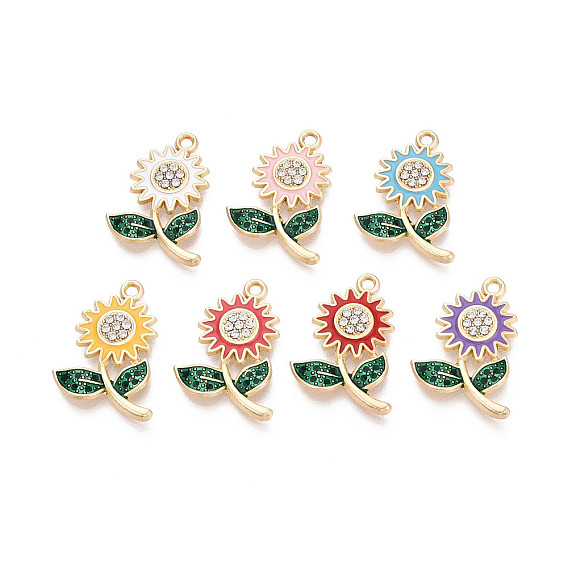 Подвески из сплава со стразами и эмалью, , золотые, без кадмия, без никеля и без свинца