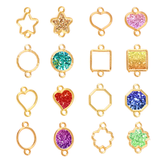 Соединители звеньев сплава цинка, открытая задняя панель, для diy уф смолы, эпоксидная смола, Прессованные цветочные украшения, разнообразные