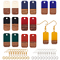 DIY Dangle Earring Making Kits, Including Resin & Walnut Wood Pendants, Brass Earring Hooks, Brass Jump Rings, Rectangle