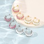 Rack Plating Brass Enamel Stud Earrings, Flower Pattern, Half Hoop Earrings, Cadmium Free & Lead Free, Long-Lasting Plated