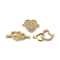 Подвески в форме сердца из латуни с микро-паве и прозрачным кубическим цирконием, без свинца и без кадмия, долговечный, стойки покрытие