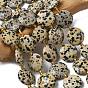 Природные яшмы далматин бисер нитей, граненый шестиугольный разрез, плоско-круглые, с бисером
