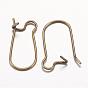Brass Hoop Earrings Findings Kidney Ear Wires, 18 Gauge, 20x10mm, Pin: 1mm