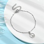 Alloy Peace Sign Charm Bracelet, 304 Stainless Steel Satellite Chains