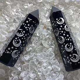 Point Tower Natural Obsidian Home Display Decoration, Healing Stone Wands, for Reiki Chakra Meditation Therapy Decos, Hexagon Prism
