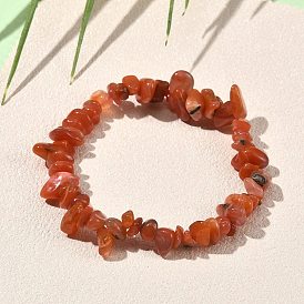 Natural South Red Agate Beaded Stretch Bracelets, Chip