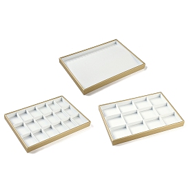 12/18 Grids Imitation Leather Jewelry Trays, Rectangle Desktop Organizer Case with No Cover, for Rings, Earrings, Necklaces