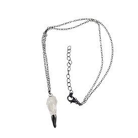 Collier pendentif corbeau émail alliage halloween avec chaînes câblées en laiton pour femmes