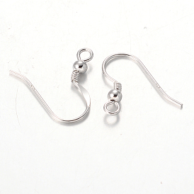 Ganchos de ley pendiente de plata, 17x10.5 mm, agujero: 2 mm, pin: 1 mm